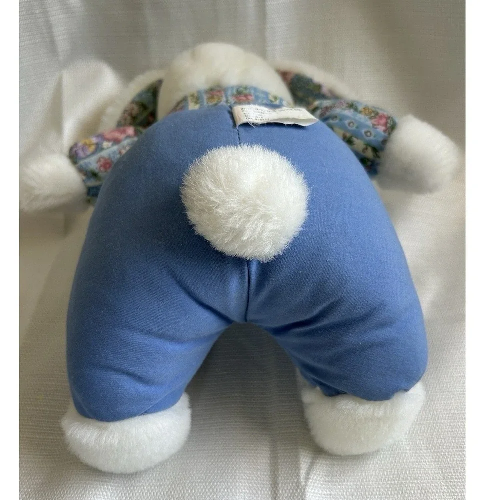 Rare Vintage 90's International Silver Co Plush Bunny Rabbit Floral Print Easter